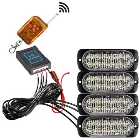 Feux de signalisation stroboscopiques d'urgence 12 V/24 V pour l'avant de voiture (12 LED) - Voir illustration (1/5)