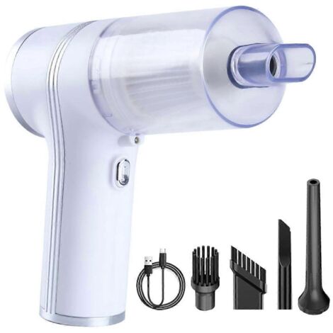 Aspirateur de voiture portatif avec éclairage 9000Pa et gobelet transparent blanc-- (1/5)