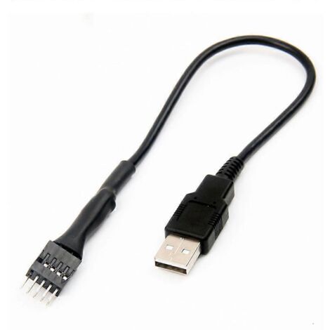 Câble d'extension pour carte mère PC, connecteur mâle 9 broches vers USB A mâle externe, 20 cm (1/5)