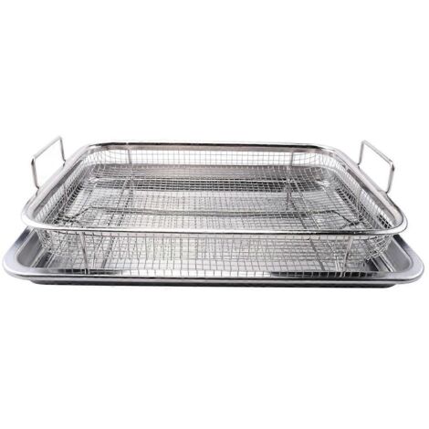 Panier pour friteuse à air chaud au four, plateau croustillant en acier inoxydable, ensemble de 2 pièces -- (1/5)