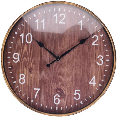 Horloge murale silencieuse à effet bois, horloge murale rétro 3D pour la décoration/le salon --- (1/5)