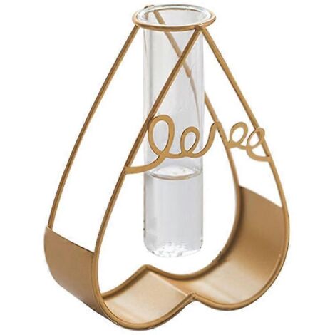 Support en métal pour vase à fleurs, vase en verre transparent b-- (1/5)
