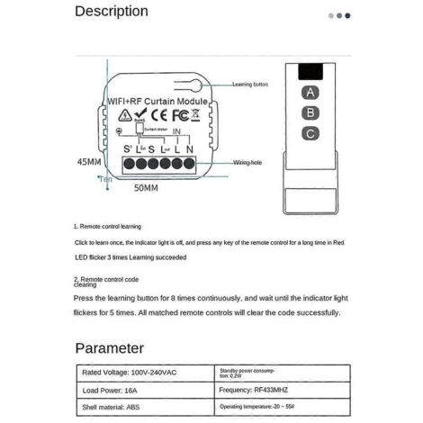 Interrupteur intelligent WiFi Tuya pour rideaux, stores et volets ...