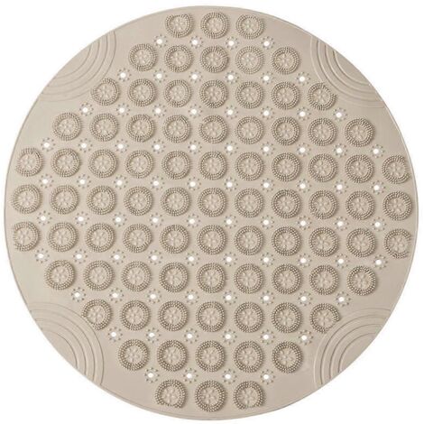 Tapis de douche rond antidérapant à forte aspiration avec trous d'évacuation, E-- (1/5)