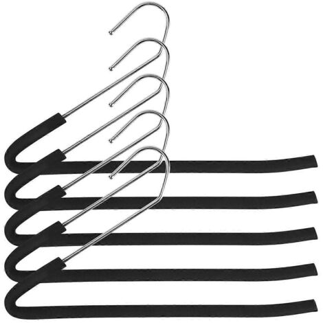 Cintres à pantalons ouverts avec mousse antidérapante, lot de 5, noirs (1/5)