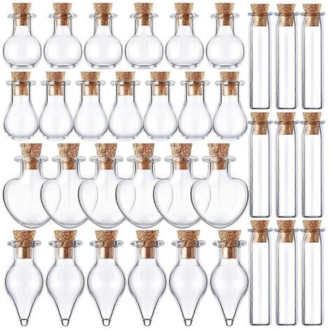 50 mini-bocaux en verre avec bouchons en liège, 5 formes différentes. (1/5)