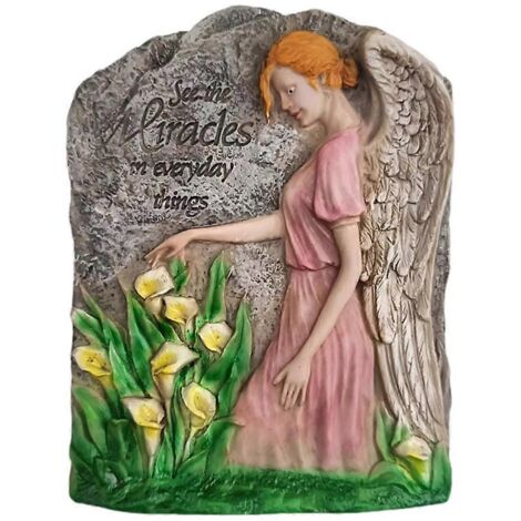 Décoration murale de jardin ou de cour avec un ange féerique des fleurs champêtres en relief -- (1/5)