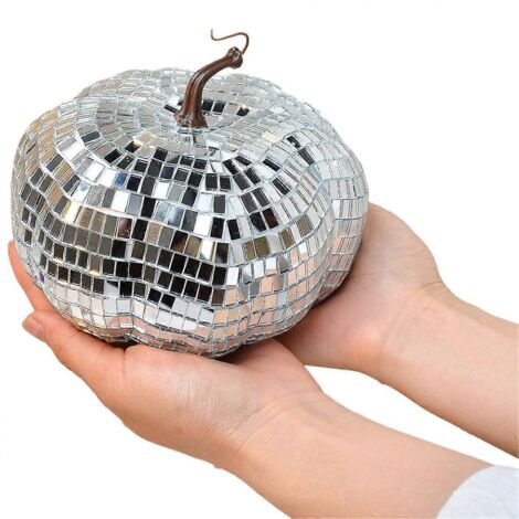 Boule disco argentée à miroir, boule disco en forme de citrouille, 15 cm (1/5)