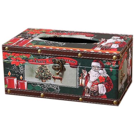 Boîte à mouchoirs de Noël pour la maison, boîte de bureau, Père Noël -- (1/5)