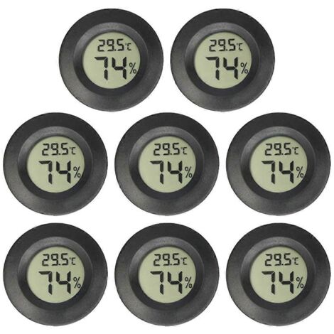 Lot de 8 mini thermomètres-hygromètres numériques LCD ronds (1/4)