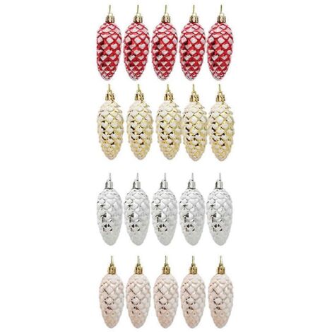 20 boules décoratives en forme de pommes de pin pour sapin de Noël --- (1/5)