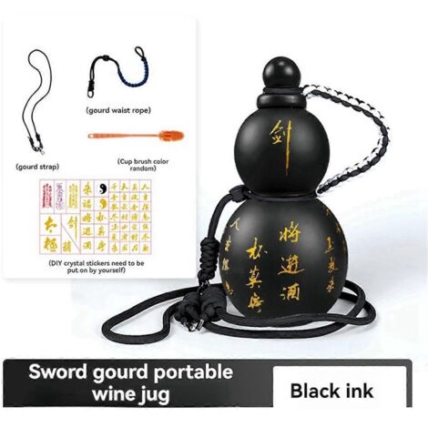 Bouteille d'eau noire en forme de calebasse, d'inspiration rétro chinoise (1/5)