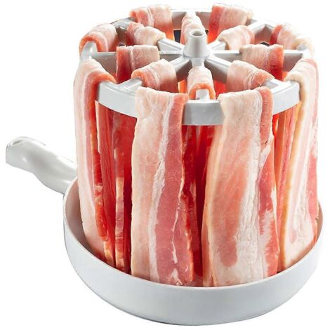 Cuiseur à bacon pour micro-ondes, cuisson rapide, grille à bacon, récupérateur de graisse (1/5)