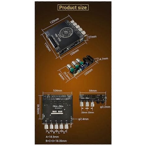 -Carte d'amplificateur DAM L1 2.1 canaux BT5.0 TPA3251D2 220Wx2 et 350W,B-- (1/5)