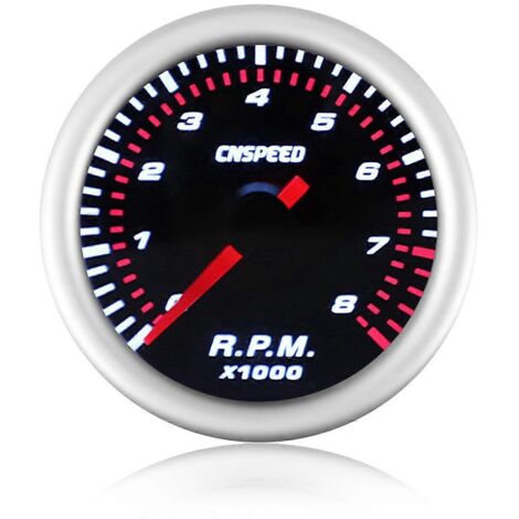Tachymètre automobile 52 mm, jauge de régime 0-8000 tr/min, 12 V, blanc (1/5)
