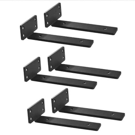 Lot de 6 supports d'étagère flottante de 30,5 cm (12 pouces), robustes, noirs. (1/5)
