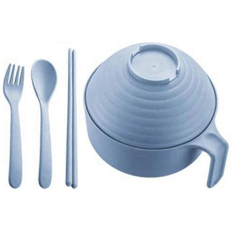 Ensemble de bols à ramen pour micro-ondes avec baguettes - Durable, Bleu nordique (1/5)