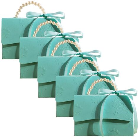 Coffret cadeau élégant en relief avec ruban de satin et poignée en perle C-- (1/5)