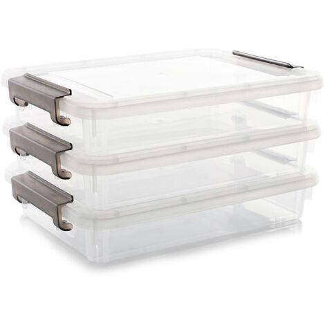 Lot de 3 boîtes de rangement en plastique avec couvercles à fermeture, mallette de projet portable -- (1/5)