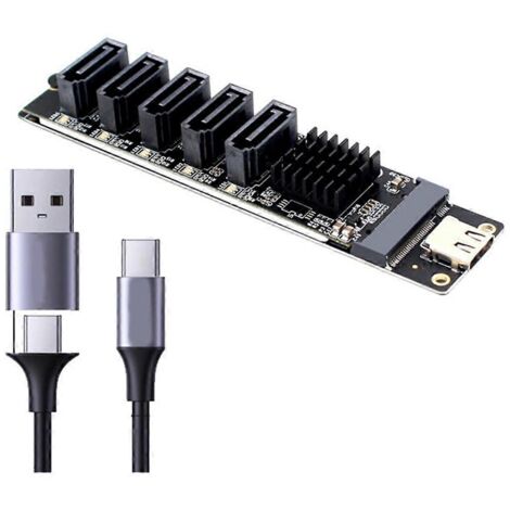 Carte adaptateur convertisseur TYPE-C vers SATA3.0 5 ports -- (1/5)