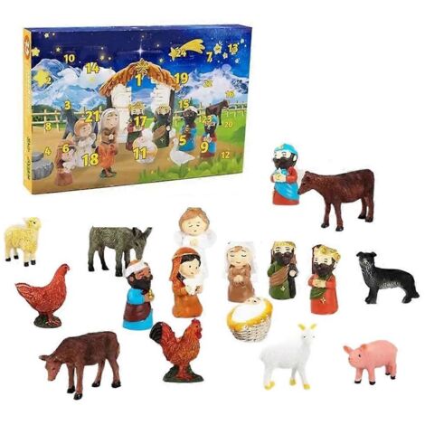 Calendrier de l'Avent chrétien, calendrier religieux avec scène de la Nativité-- (1/5)