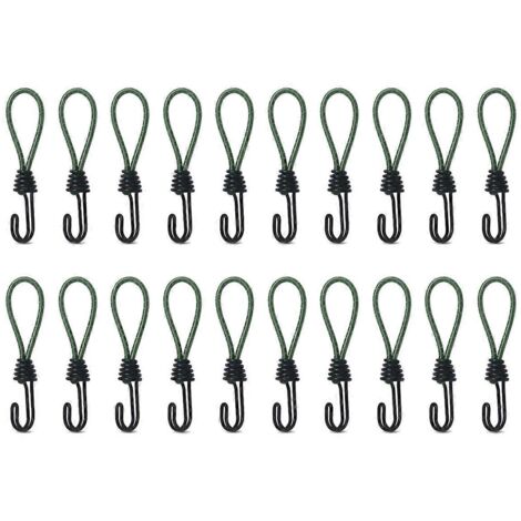 Corde élastique de fixation pour tente de camping, résistante à la pluie, avec crochet, verte. (1/5)