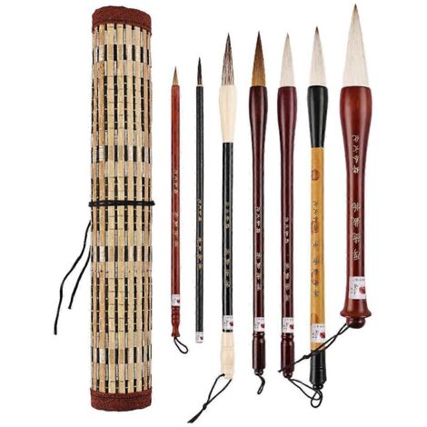 Pinceaux de calligraphie chinoise, lot de 7 (1/5)