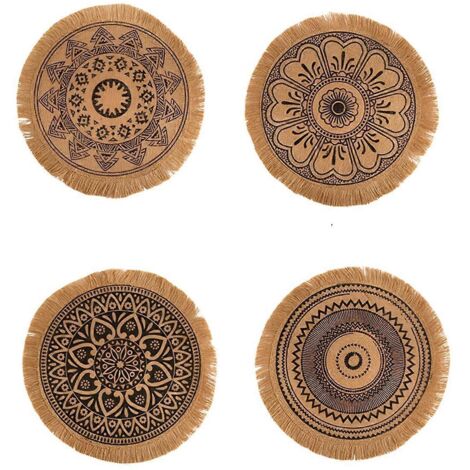 Tapis de table rond noir de style bohème résistant à la chaleur (1/5)