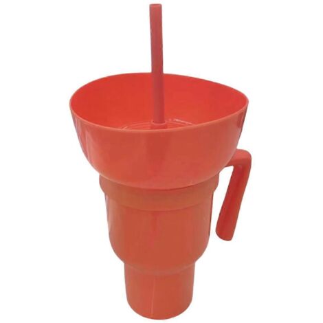 Gobelet à boisson intégré pour snacks popcorn orange-- (1/5)