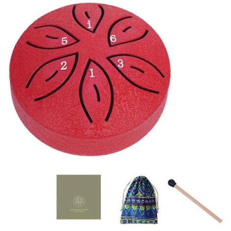 Orff Instruments Crafts Mini tambour creux 3 pouces 6 tons rouge-- (1/5)