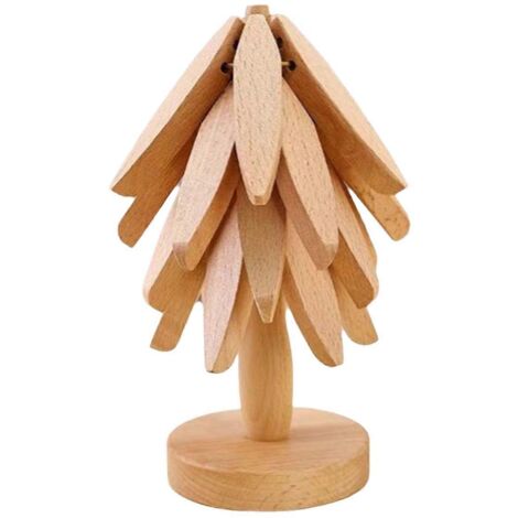 Trépied décoratif en bois, dessous de plat résistant à la chaleur et anti-brûlure. (1/5)