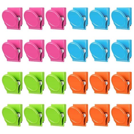 Clips magnétiques, 24 aimants pour réfrigérateur et tableau blanc, multicolores (1/5)