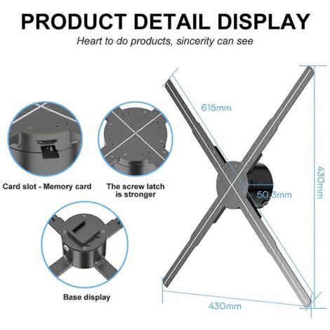 Projecteur holographique 3D WiFi 615 mm 722 LED Lecteur holographique Prise-- (1/5)