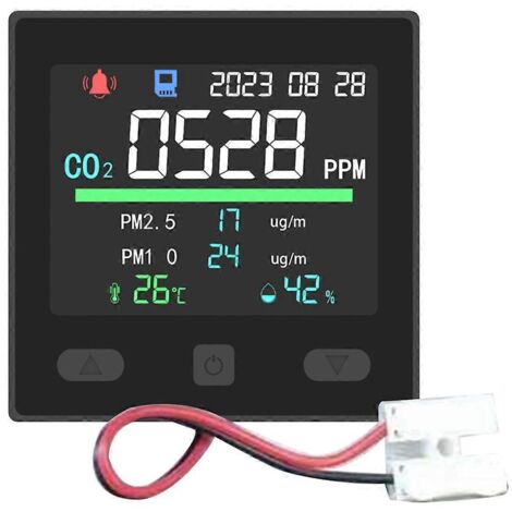 Testeur numérique de dioxyde de carbone, moniteur de qualité de l'air, noir-- (1/5)