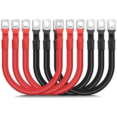 Ensemble de 6 câbles de batterie 4 AWG, 30 cm, pour onduleur de batterie marine. (1/5)