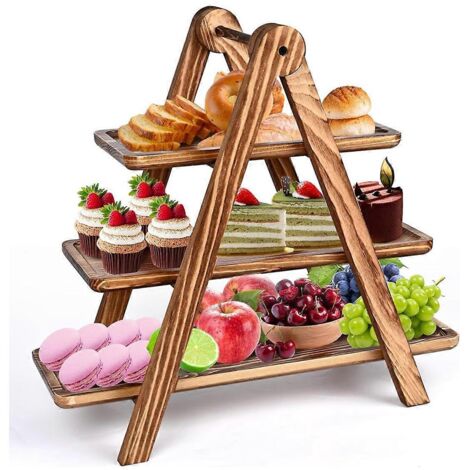 Plateaux de service à 3 étages en bois, présentoirs à cupcakes -- (1/5)