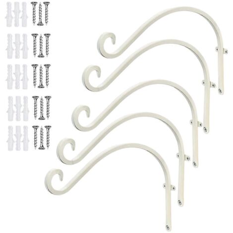 Crochet de jardinage blanc pour support à fleurs de balcon ou de jardin - (1/5)