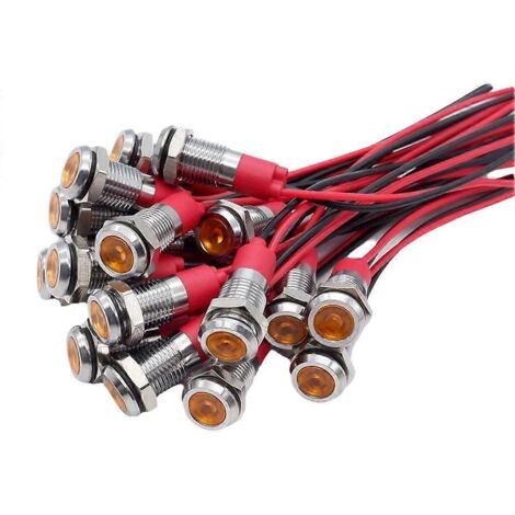 Lot de 20 voyants lumineux LED métalliques de 6 mm, couleur orange. (1/5)