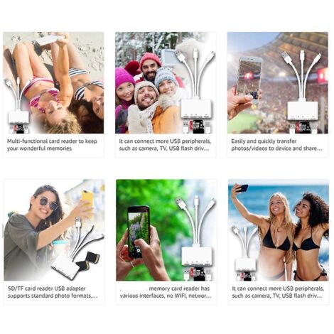 Lecteur de cartes SD 5 en 1 pour Android, PC, tablette et appareil photo. (1/5)