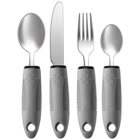 Ensemble d'ustensiles adaptés, ensemble de 4 ustensiles adaptés pour les tremblements des mains. (1/5)