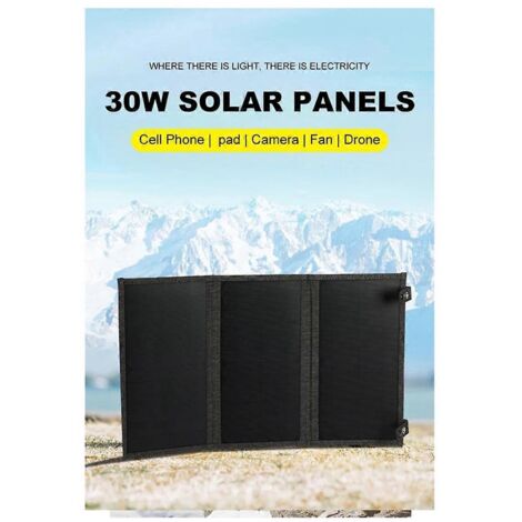 Panneau solaire pliable 30 W 18 V, chargeur photovoltaïque USB Type-C, couleur kaki (1/5)