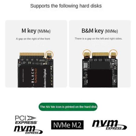 Boîtier magnétique pour SSD NVMe M.2 2230, USB-C 3.1 vers NVMe PCI-E 10 Gbit/s (1/5)
