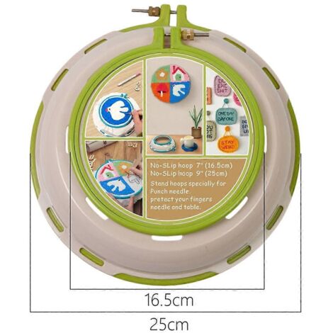 Pot à broder rond, cadre en plastique ABS double couche, bleu - (1/5)