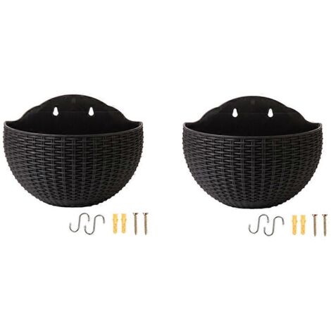 Grand pot suspendu en plastique noir pour balcon-- (1/5)