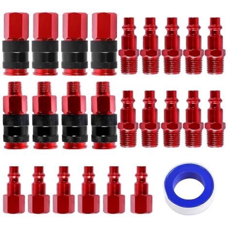 Kit de 25 raccords et bouchons pneumatiques, raccords NPT 1/4 pouce. (1/5)
