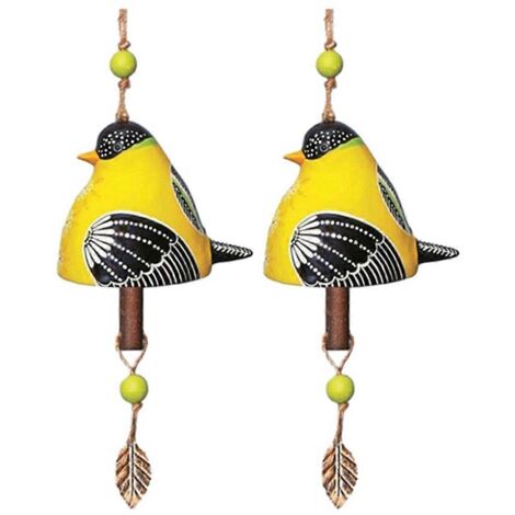 Clochette chant d'oiseau, carillon éolien suspendu, support de carillon éolien jaune-- (1/5)