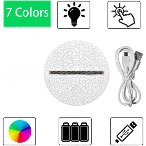 Lot de 10 socles de lampe de table LED 3D en acrylique, 7 couleurs disponibles. (1/5)