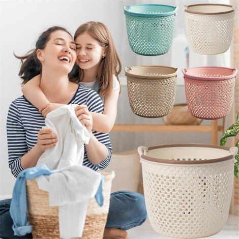 Panier à linge sale portable, panier à linge sale, blanc crème-- (1/5)