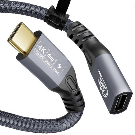 Câble d'extension USB 4K Type-C mâle vers femelle, 1 m (1/5)