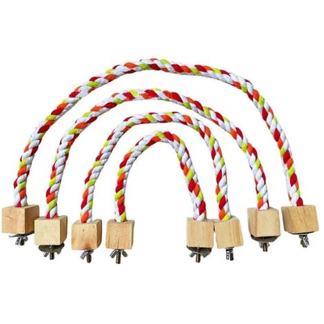 Lot de 4 jouets en corde de coton colorée pour perroquets, jouets d'escalade élastiques, A-- (1/5)